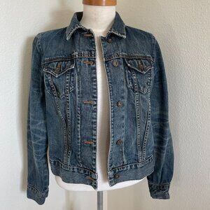 GAP Vintage Y2K Denim Jean Jacket Blue Honeycomb Fade Distressed Size M